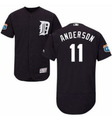 Men's Majestic Detroit Tigers #11 Sparky Anderson Navy Blue Alternate Flex Base Authentic Collection MLB Jersey