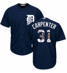 Men's Majestic Detroit Tigers #31 Ryan Carpenter Authentic Navy Blue Team Logo Fashion Cool Base MLB Jersey