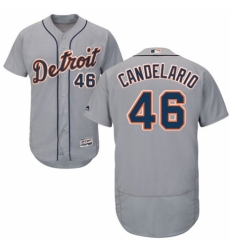 Men's Majestic Detroit Tigers #46 Jeimer Candelario Grey Road Flex Base Authentic Collection MLB Jersey