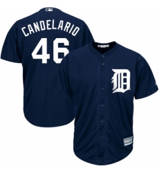 Youth Majestic Detroit Tigers #46 Jeimer Candelario Replica Navy Blue Alternate Cool Base MLB Jersey