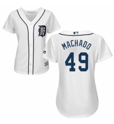 Women's Majestic Detroit Tigers #49 Dixon Machado Authentic White Home Cool Base MLB Jersey