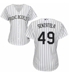 Women's Majestic Colorado Rockies #49 Antonio Senzatela Authentic White Home Cool Base MLB Jersey
