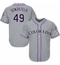 Youth Majestic Colorado Rockies #49 Antonio Senzatela Authentic Grey Road Cool Base MLB Jersey