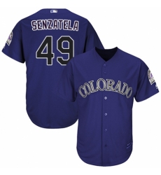Youth Majestic Colorado Rockies #49 Antonio Senzatela Replica Purple Alternate 1 Cool Base MLB Jersey