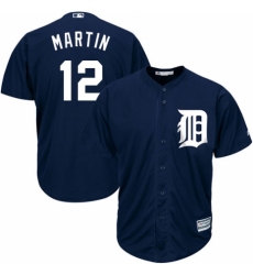 Youth Majestic Detroit Tigers #12 Leonys Martin Replica Navy Blue Alternate Cool Base MLB Jersey
