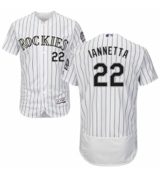 Men's Majestic Colorado Rockies #22 Chris Iannetta White Home Flex Base Authentic Collection MLB Jersey