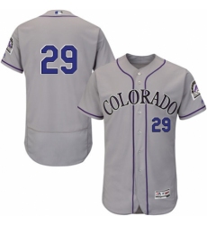 Men's Majestic Colorado Rockies #29 Bryan Shaw Grey Road Flex Base Authentic Collection MLB Jersey
