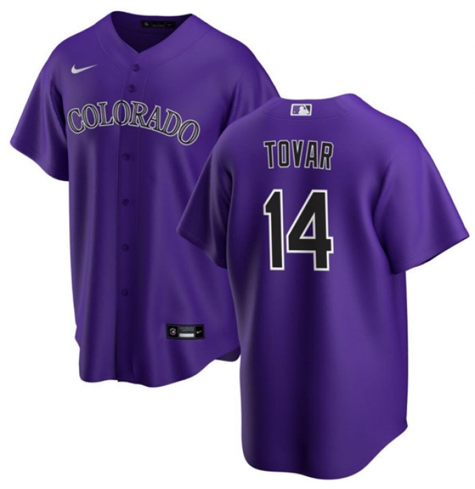 Men's Colorado Rockies #14 Ezequiel Tovar Purple Cool Base Stitched Baseball Jersey
