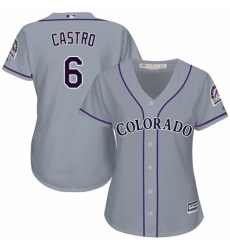 Women's Majestic Colorado Rockies #6 Daniel Castro Authentic Grey Road Cool Base MLB Jersey
