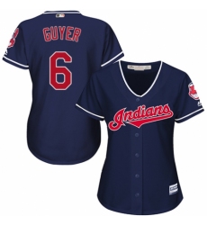 Women's Majestic Cleveland Indians #6 Brandon Guyer Authentic Navy Blue Alternate 1 Cool Base MLB Jersey