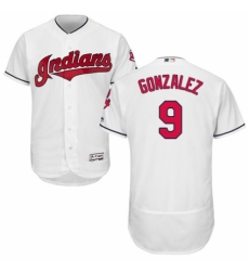 Men's Majestic Cleveland Indians #9 Erik Gonzalez White Home Flex Base Authentic Collection MLB Jersey