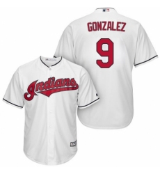 Youth Majestic Cleveland Indians #9 Erik Gonzalez Authentic White Home Cool Base MLB Jersey