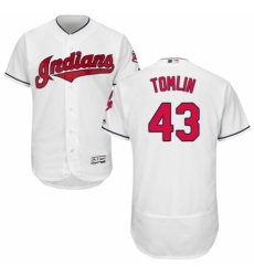 Men's Majestic Cleveland Indians #43 Josh Tomlin White Home Flex Base Authentic Collection MLB Jersey