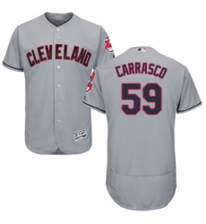 Men's Majestic Cleveland Indians #59 Carlos Carrasco Grey Road Flex Base Authentic Collection MLB Jersey
