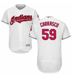 Men's Majestic Cleveland Indians #59 Carlos Carrasco White Home Flex Base Authentic Collection MLB Jersey