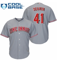 Men's Majestic Cincinnati Reds #41 Tom Seaver Replica Grey Road Cool Base MLB Jersey
