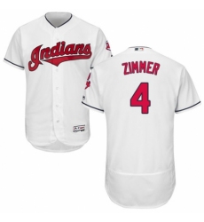 Men's Majestic Cleveland Indians #4 Bradley Zimmer White Home Flex Base Authentic Collection MLB Jersey
