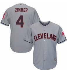 Youth Majestic Cleveland Indians #4 Bradley Zimmer Authentic Grey Road Cool Base MLB Jersey