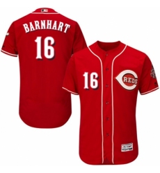 Men's Majestic Cincinnati Reds #16 Tucker Barnhart Red Alternate Flex Base Authentic Collection MLB Jersey