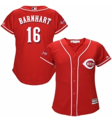 Women's Majestic Cincinnati Reds #16 Tucker Barnhart Authentic Red Alternate Cool Base MLB Jersey