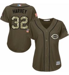 Women's Majestic Cincinnati Reds #32 Matt Harvey Authentic Green Salute to Service MLB Jersey