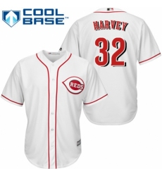 Youth Majestic Cincinnati Reds #32 Matt Harvey Authentic White Home Cool Base MLB Jersey