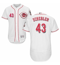 Men's Majestic Cincinnati Reds #43 Scott Schebler White Home Flex Base Authentic Collection MLB Jersey