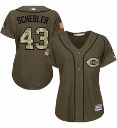 Women's Majestic Cincinnati Reds #43 Scott Schebler Authentic Green Salute to Service MLB Jersey