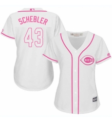 Women's Majestic Cincinnati Reds #43 Scott Schebler Authentic White Fashion Cool Base MLB Jersey
