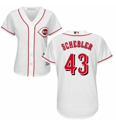 Women's Majestic Cincinnati Reds #43 Scott Schebler Replica White Home Cool Base MLB Jersey