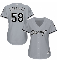 Women's Majestic Chicago White Sox #58 Miguel Gonzalez Authentic Grey Road Cool Base MLB Jersey