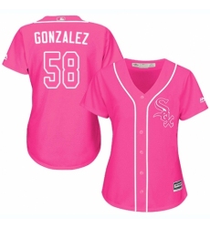 Women's Majestic Chicago White Sox #58 Miguel Gonzalez Replica Pink Fashion Cool Base MLB Jersey