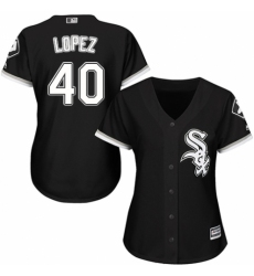 Women's Majestic Chicago White Sox #40 Reynaldo Lopez Authentic Black Alternate Home Cool Base MLB Jersey