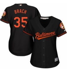 Women's Majestic Baltimore Orioles #35 Brad Brach Authentic Black Alternate Cool Base MLB Jersey