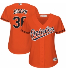 Women's Majestic Baltimore Orioles #36 Caleb Joseph Replica Orange Alternate Cool Base MLB Jersey