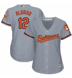 Women's Majestic Baltimore Orioles #12 Roberto Alomar Authentic Grey Road Cool Base MLB Jersey
