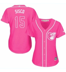 Women's Majestic Baltimore Orioles #15 Chance Sisco Replica Pink Fashion Cool Base MLB Jersey