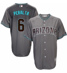 Men's Majestic Arizona Diamondbacks #6 David Peralta Replica Gray/Turquoise Cool Base MLB Jersey
