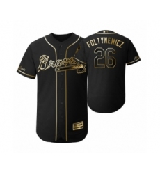 Men's 2019 Golden Edition Atlanta Braves Black #26 Mike Foltynewicz Flex Base Jersey