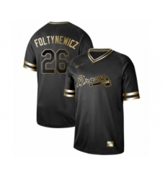 Men's Atlanta Braves #26 Mike Foltynewicz Authentic Black Gold Fashion Baseball Jersey