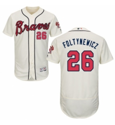 Men's Majestic Atlanta Braves #26 Mike Foltynewicz Cream Alternate Flex Base Authentic Collection MLB Jersey