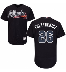 Men's Majestic Atlanta Braves #26 Mike Foltynewicz Navy Blue Alternate Flex Base Authentic Collection MLB Jersey