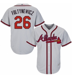 Youth Majestic Atlanta Braves #26 Mike Foltynewicz Authentic Grey Road Cool Base MLB Jersey