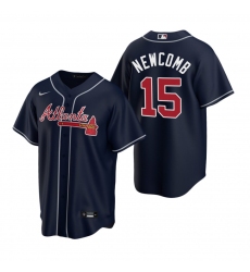 Men's Nike Atlanta Braves #15 Sean Newcomb Navy Alternate Stitched Baseball Jersey