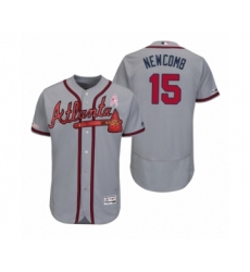 Men's Sean Newcomb Atlanta Braves #15 Gray 2019 Mothers Day Flex Base Authentic Jersey