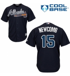 Youth Majestic Atlanta Braves #15 Sean Newcomb Replica Blue Alternate Road Cool Base MLB Jersey