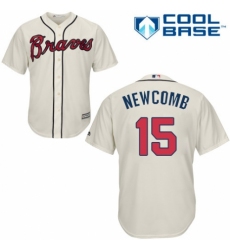 Youth Majestic Atlanta Braves #15 Sean Newcomb Replica Cream Alternate 2 Cool Base MLB Jersey