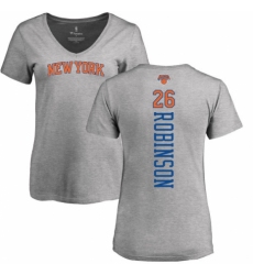NBA Women's Nike New York Knicks #26 Mitchell Robinson Ash Backer T-Shirt