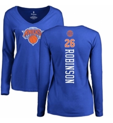 NBA Women's Nike New York Knicks #26 Mitchell Robinson Royal Blue Backer Long Sleeve T-Shirt
