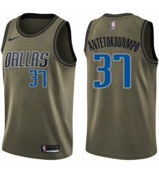 Men's Nike Dallas Mavericks #37 Kostas Antetokounmpo Swingman Green Salute to Service NBA Jersey